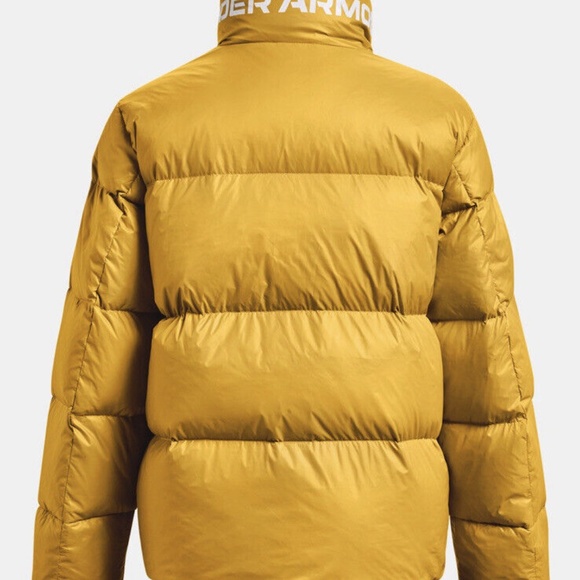 Under Armour Womens Down Puffer Full Zip Hooded Jacket Mustard Sz L 1373443-782 - Picture 3 of 16